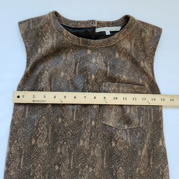 Edgy Snakeskin Print Mini Shift Dress Brown Sleeveless Soft Comfy Trendy Cute XS - Picture 13 of 16
